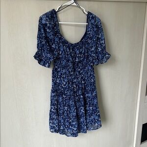 Blue Rain Floral Blue Dress